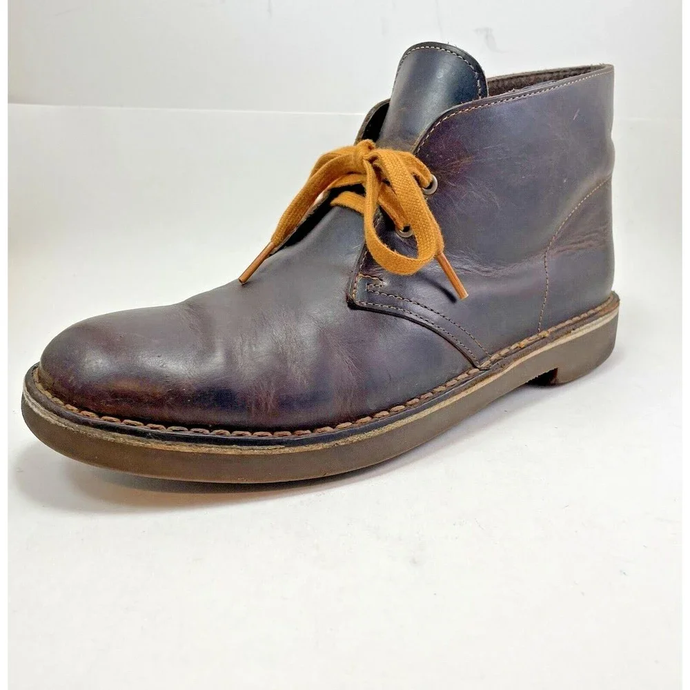 Clarks Original Desert Boot Men's 8 Brown Beeswax Leather Lace Up Comfort Shoes